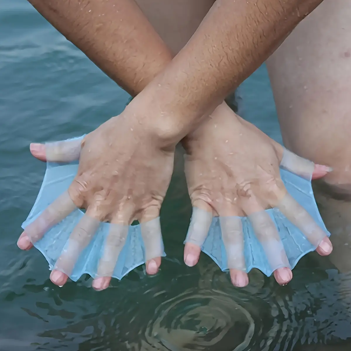 Silicone Swimming Fins, Handheld Mesh Fin, Water Resistant Gloves, Pool Training Equipment, Water Exercises