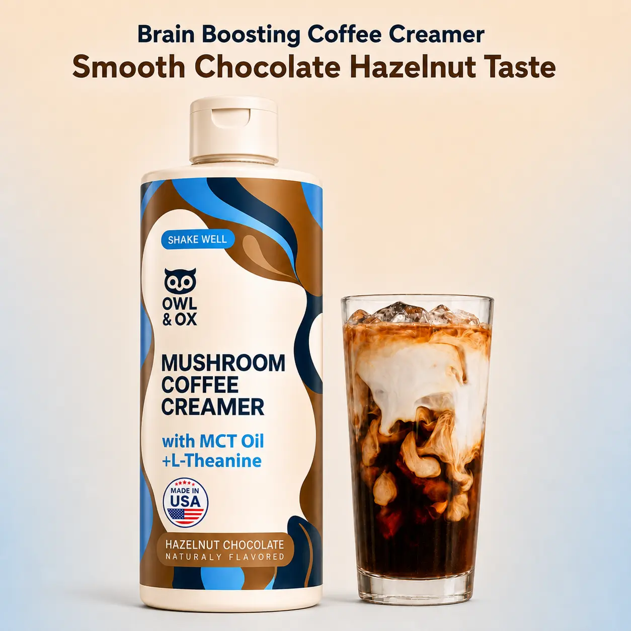 Mushroom Coffee Creamer - Chocolate Hazelnut | MCT Oil & L-Theanine, Sugar-Free & Dairy-Free Mushroom Coffee Creamer - Chocolate Hazelnut | MCT Oil & L-Theanine, Sugar-Free & Dairy-Free