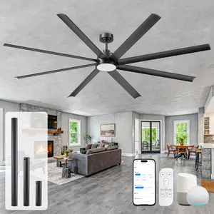 72/84 Inch Large Industrial Ceiling Fan,Alexa/APP/Remote Control Smart Ceiling Fan with Light,Outdoor Waterproof Ceiling Fan Light for Patio/Porch,High CFM Aluminium Alloy 8 Blades Indoor Ceiling Fans for Living Room Garge Commerical Factory