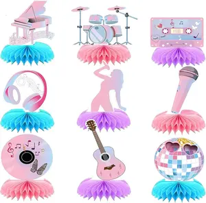Birthday Party Decorations Music Singing Guitar Musical Instruments Honeycomb Centerpieces Party Decorations for Girls Birthday Celebration Party Supplies (Music Theme)