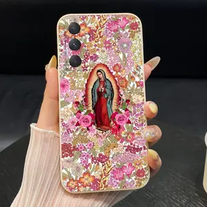 Phone Case suitable for SamsungGalaxy A54 A73 A60 A72 A7(2018) A71 A56 A55 A53 5G Floral Virgin Mary Pattern Silicone Protective Full Body Protection Drop-Resistant soft to touch Soft Cover Giving gifts to family and friends