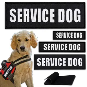 4-Pcs Service Dog Patch for Dogs, Embroidered Patch Hook & Loop Set