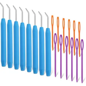 Loom Knit Hook Set, Crochet  Hook Kit, 8 count Blue Knitting Loom Hooks with 12 count Colorful Plastic Sewing  for Knitting Looms Knitting Boards