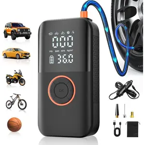 Tire Inflator Portable Air Compressor, 150PSI Cordless Tire Pump, 12V DC & Battery Dual Power, Auto Shut-Off Air Pump for Car, Motorcycle, Bike, Ball - LED Light & Digital Display, Car Gifts for Men,cars accessories,car stuff