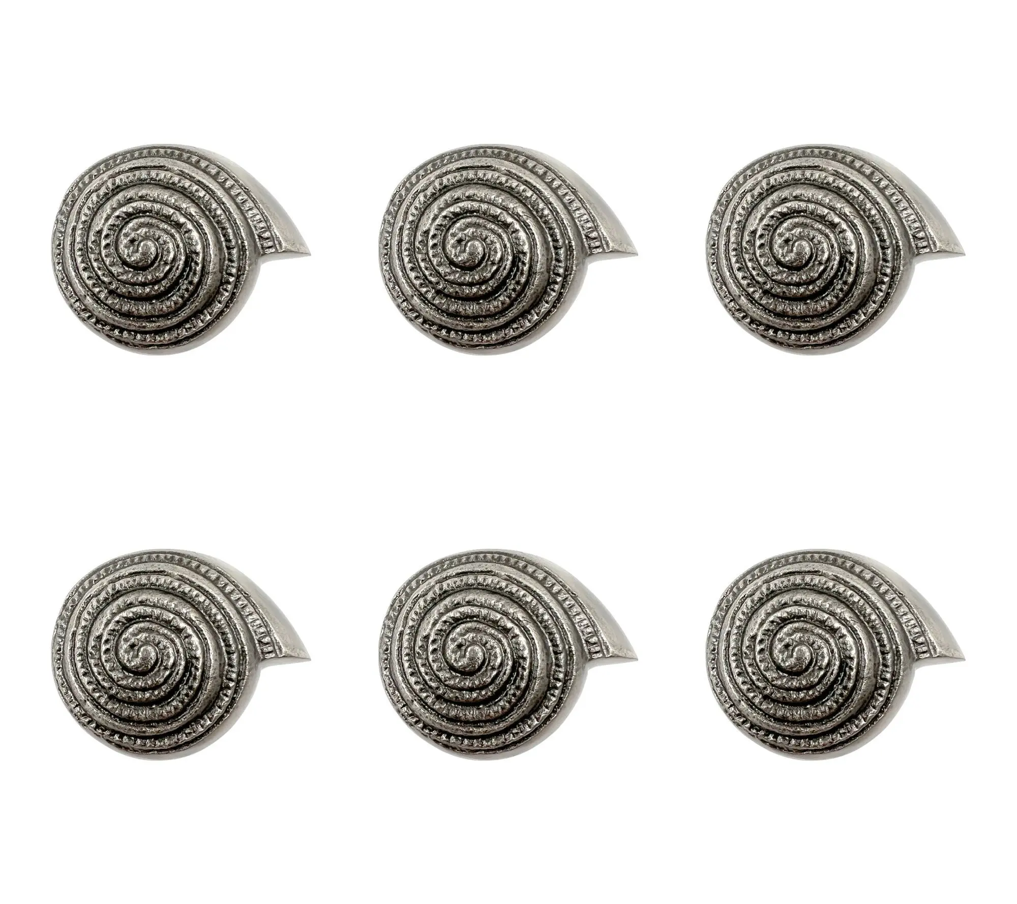 HomeRoots Set of 6 Silver Seashell Cast Aluminum Knobs
