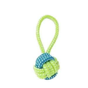 1 piece heavy-duty braided rope dog bite toy, two-tone/solid color rope ball with textured grip - Interlocking rope ball for strong chewers, tooth cleaning and training - Puppy and adult dog pet toy, dog rope toy, Durable Chew