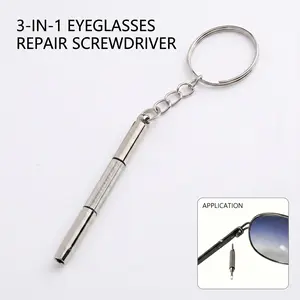 3-In-1 Glasses Micro Screwdriver, Eyeglass Screwdriver, Sunglasses Watch Multifunctional Screwdriver, Portable Screwdriver Keychain, Compact Tool Accessory, Multipurpose Switchable Screwdriver-YY0