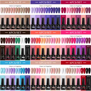 MTSSII 6pcs Beige Red Purple Gel Nail Polish Set, Long-Lasting Soak Off UV LED Nail Varnish for Autumn Winter Nails, Trendy Gel Set Gift for Women & Girls, Shellac Nail Polish, Manicure, Nail Art Polish
