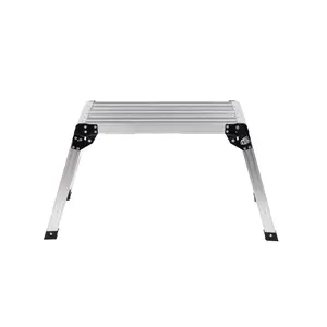 Folding Work Platform, Aluminum Drywall Stool Ladder, 330 lbs Load Capacity Heavy Duty Work Bench w/Non-Slip Feet, Ideal for Washing Vehicles, Cleaning, Painting, Decorating