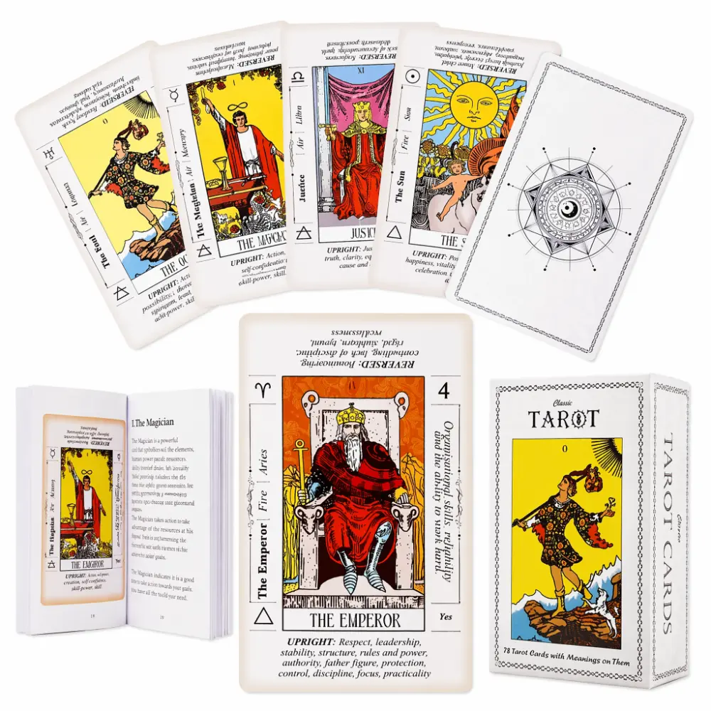 78 Tarot Cards with Meanings, Beginner Friendly Divination Deck with Guidebook, Zodiac Astrology Elements Learning Cards, Oracle Cards Gift for Meditation