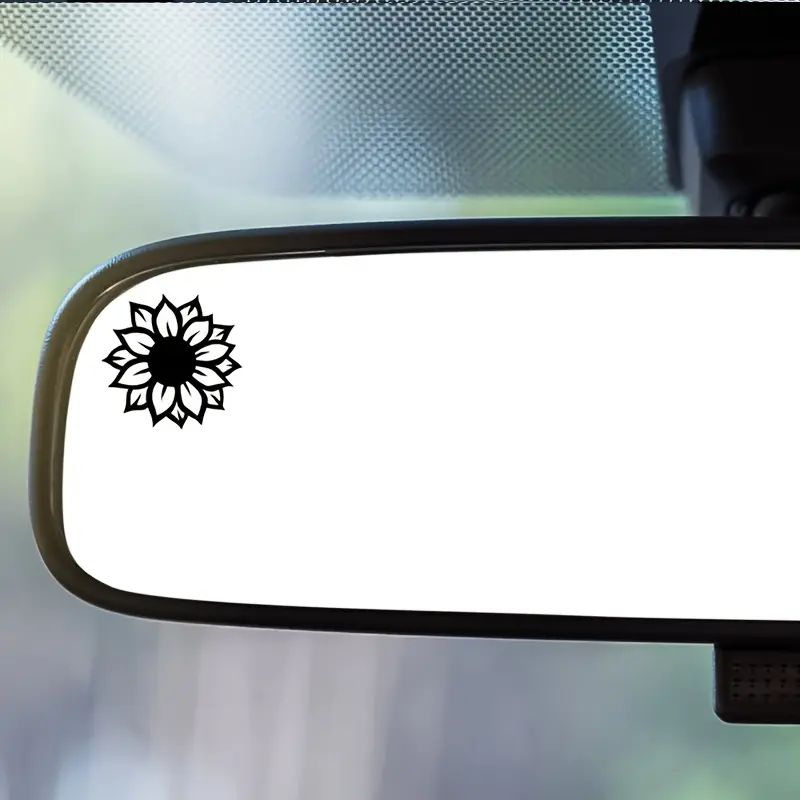 2PCS Small Sunflower Car Mirror Decals - Self-adhesive Vinyl, Cartoon Style, Glossy Finish, Indoor/Outdoor Use, Perfect for Rearview Mirrors, Car Mirror Decals, Universal Car Sticker, Decal For Cars, Car Accessories Cute