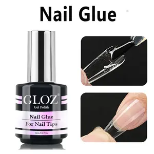 GLOZ 8ml Brush On Nail Glue Extra Strong Adhesive for Press On Nails, Acrylic Nail Tips & False Nails, Quick Dry Formula Long Lasting Nail Bond Glue for Professional Nail Art DIY Manicure Salon Use