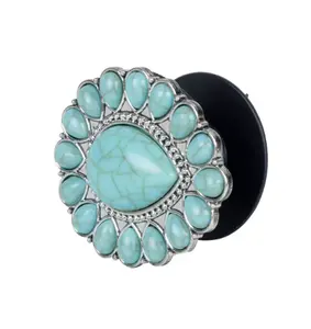 Metal & faux turquoise phone pop socket by Myra