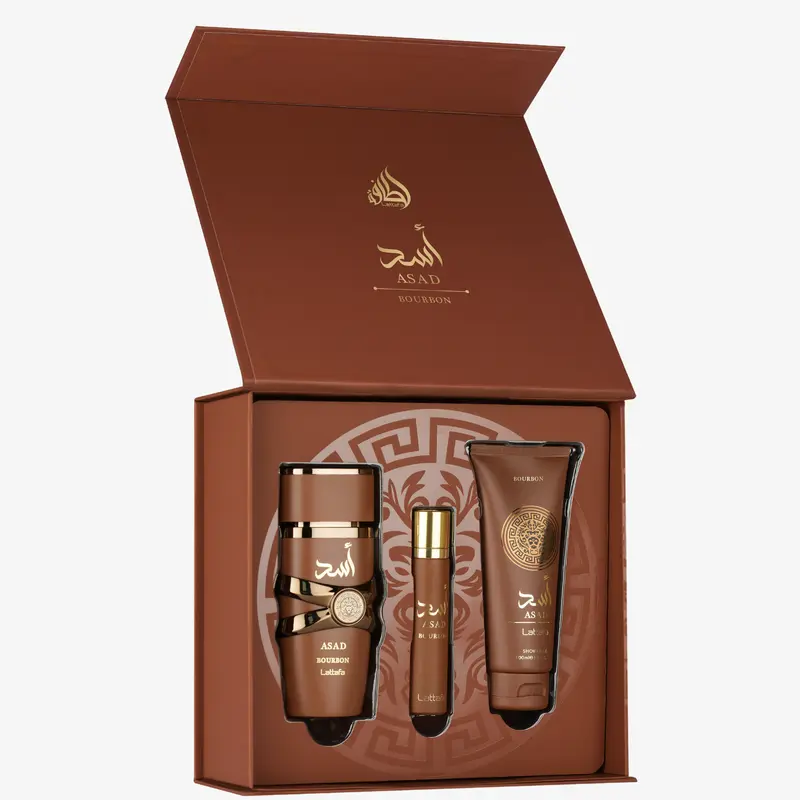 Lattafa Asad Bourbon 3 pcs Giftset EDP 100ml + 20ml EDP + Body Shower 100ml