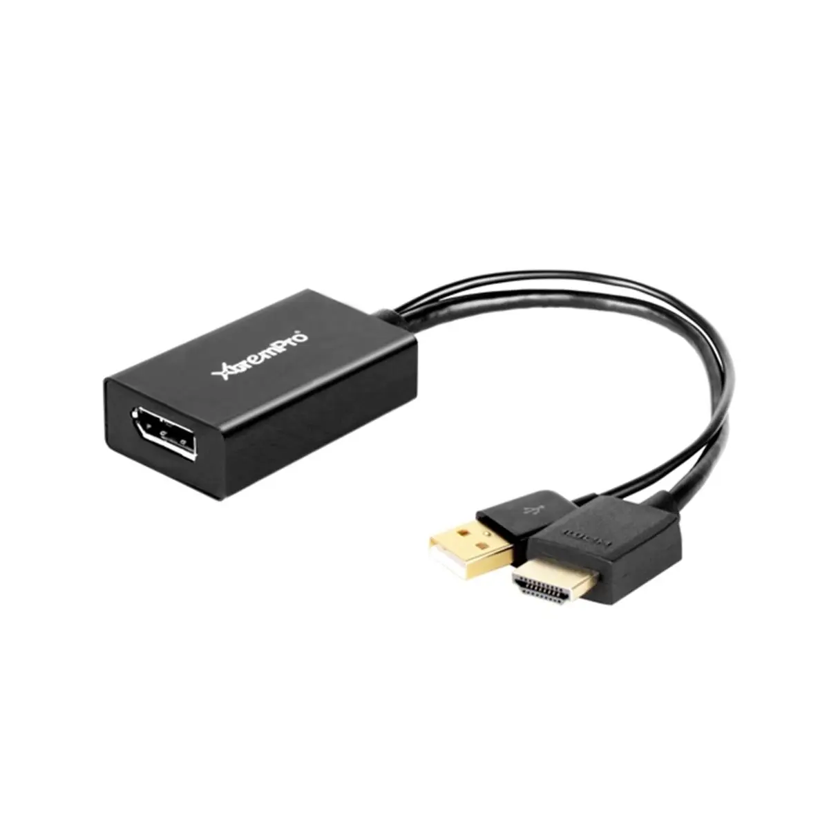 Xtrempro HM-DP005MF HDMI to DisplayPort Adapter Cable with USB A-M, Plug&Play Digital Accessory, 1080p Compatible, Works with Desktops, Tablets, Projectors for Trade Shows, No New HDMI Display Needed