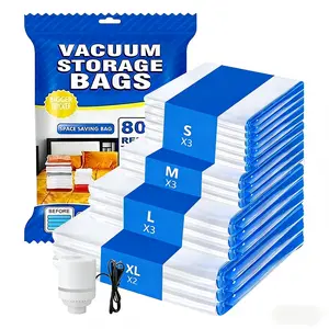 12 Pack Vacuum Storage Bags w/Electric Pump, Reusable Airtight Space Saver Bags for Clothes & Travel, Large Capacity Organizer | Mother's Day Gift  Compression Refill Pouch Set