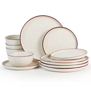 RichMount Mercury Stoneware Dinnerware Sets, 12-Piece Dish Set