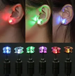 LED Diamond Crown Ear Studs 2pcs Hypoallergenic Light-Up Earrings for Parties Christmas Halloween Perfect Gift Unisex Festive gift Halloween gift Christmas gift men's accessories