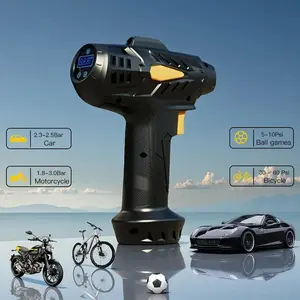 Portable & Wireless Tire Inflator and Pump | High Efficiency & Durability | USB Rechargeable, with LED Light and Digital Display | Making it an Ideal Choice for Inflating Tires of Cars, Motorcycles and Bicycles as well as Balloons