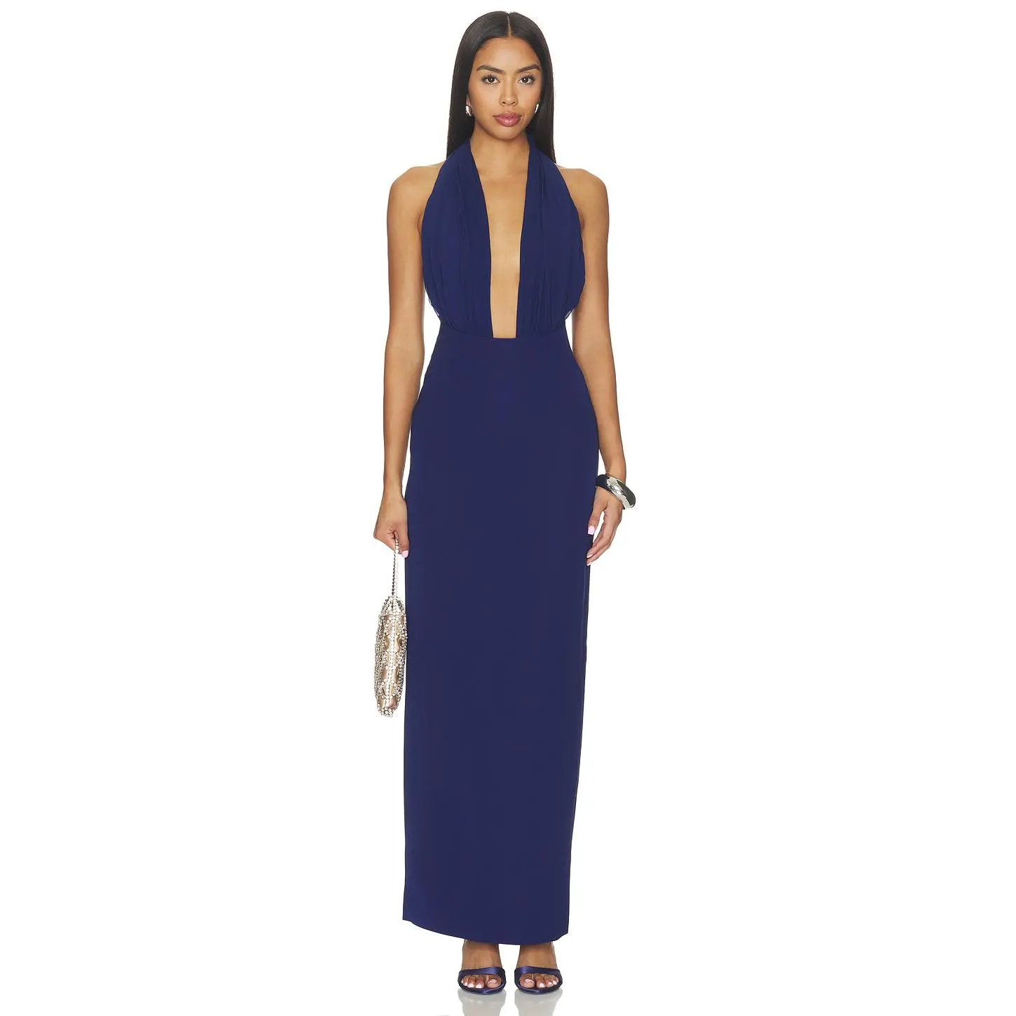 MISHA The Capezza Silk Dress in Deep Blue