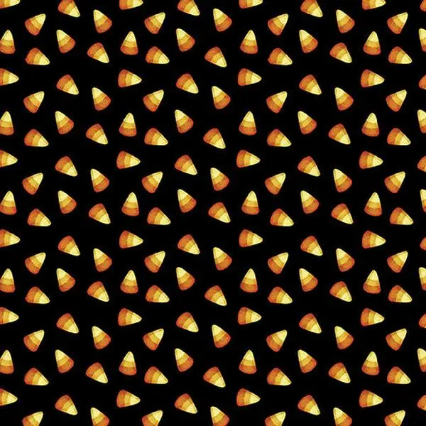 Fabric Benartex Black Sweet Candy Corn Ghostly Soiree by the Quarter Yard 15100-12