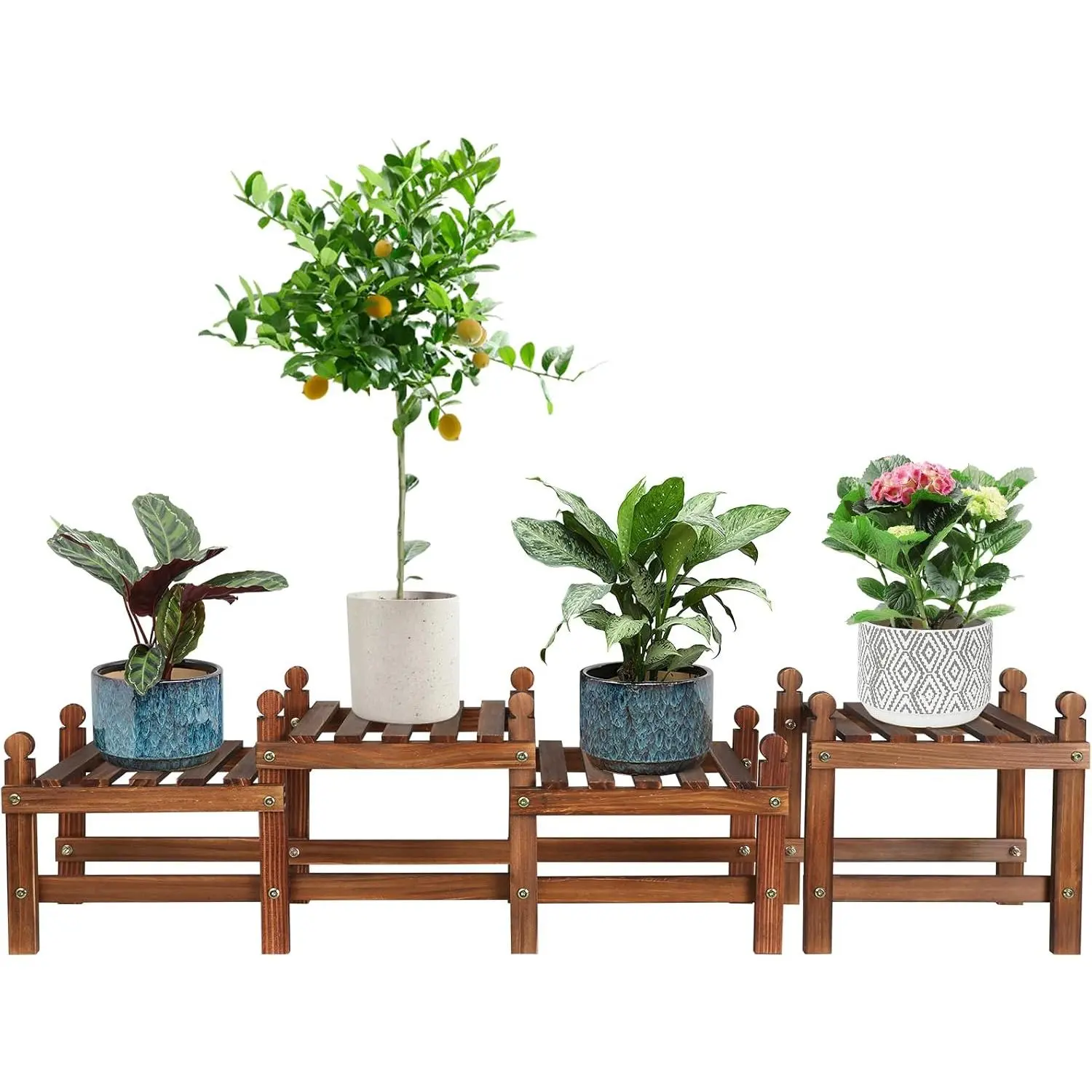 Flower Stand Small  Stand Indoor Outdoor  Shelf Low Window Shelf for  Windowsill  Rack for Patio Balcony Hallway Garden (45.5"Long,Multiple Combination Way,4 Tiers)