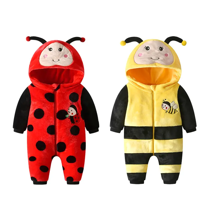 Infant Baby Girl Boy Animal Cosplay Costume Cartoon Ladybug/Bee Hooded Long Sleeve Halloween Fall Winter Clothes 0-24 Months