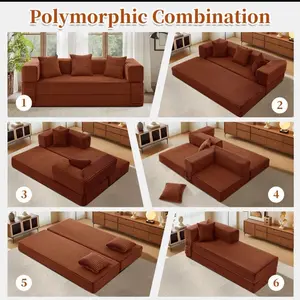 6-in 1 Boneless Sofa Convertible Sofa Bed Pull Out Folding Floor Couch Corduroy
