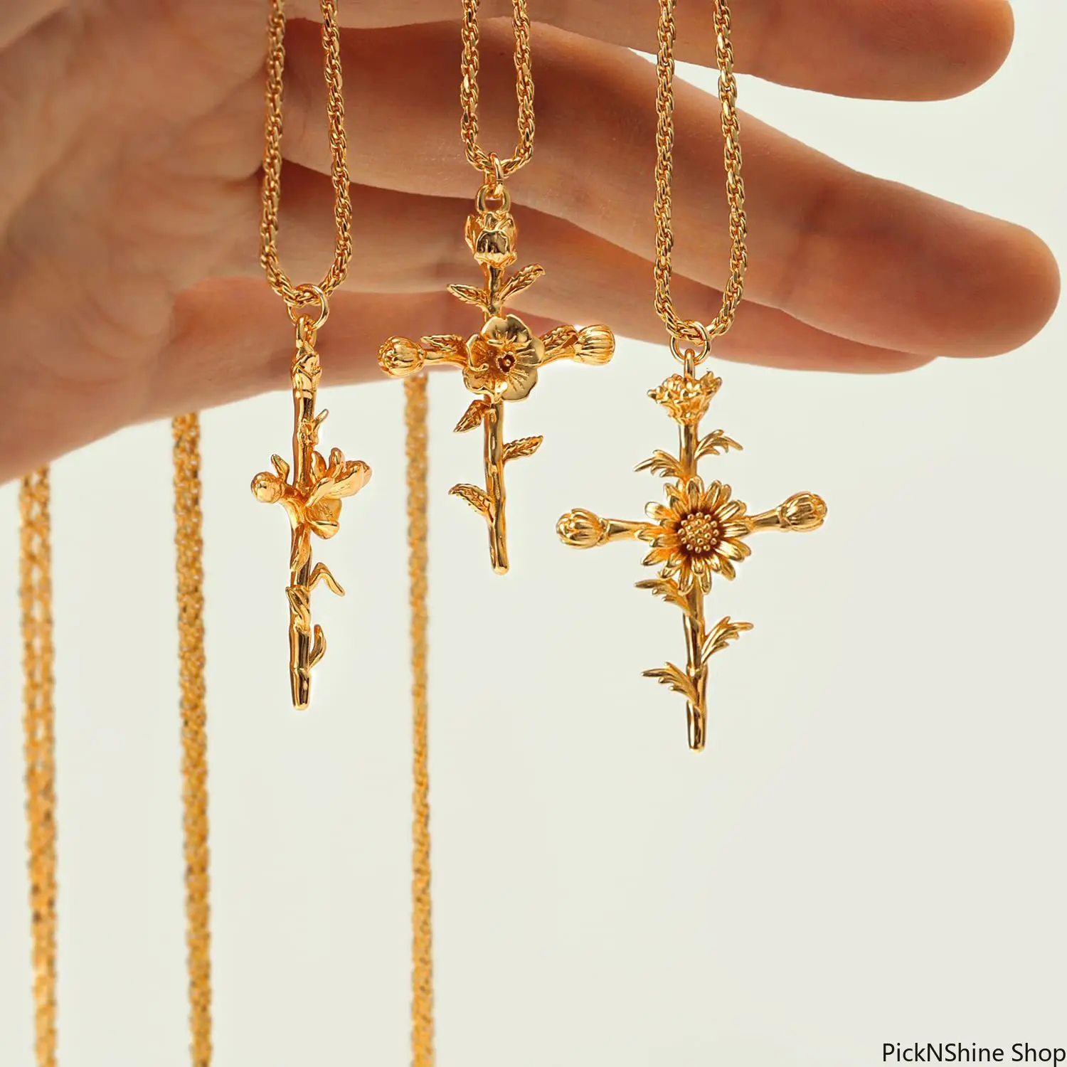 Women's Birth Flower Collarbone Jewelry - 3D Vacuum-Set Bloom Pendant, Color-Retaining Vivid Real Flower, Floral Chain, Casual Mother's Birth Month Gift (4 Daisies, 8 Poppies, January Carnation, March Daffodils, May Lily)