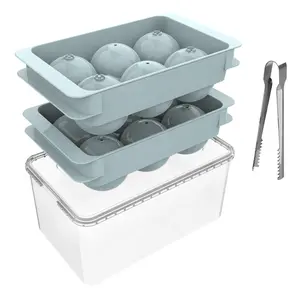 WIBIMEN Round Ice Cube Trays (1.9") | 2-Pack, Easy-Fill & Release | With Ice Box & Tongs | Great for Cocktails