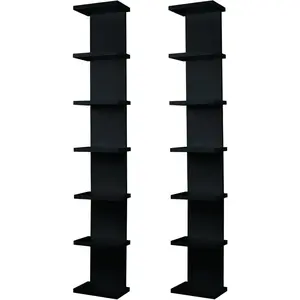 2 Pack 7 Tier Wall Shelf Unit - Lack Floating Shelf, Compact Display Floating Shelf, Vertical Column Wall Decor Mount Floating Storage Organizer Tall Tower Shelf for Bedroom, Living Room