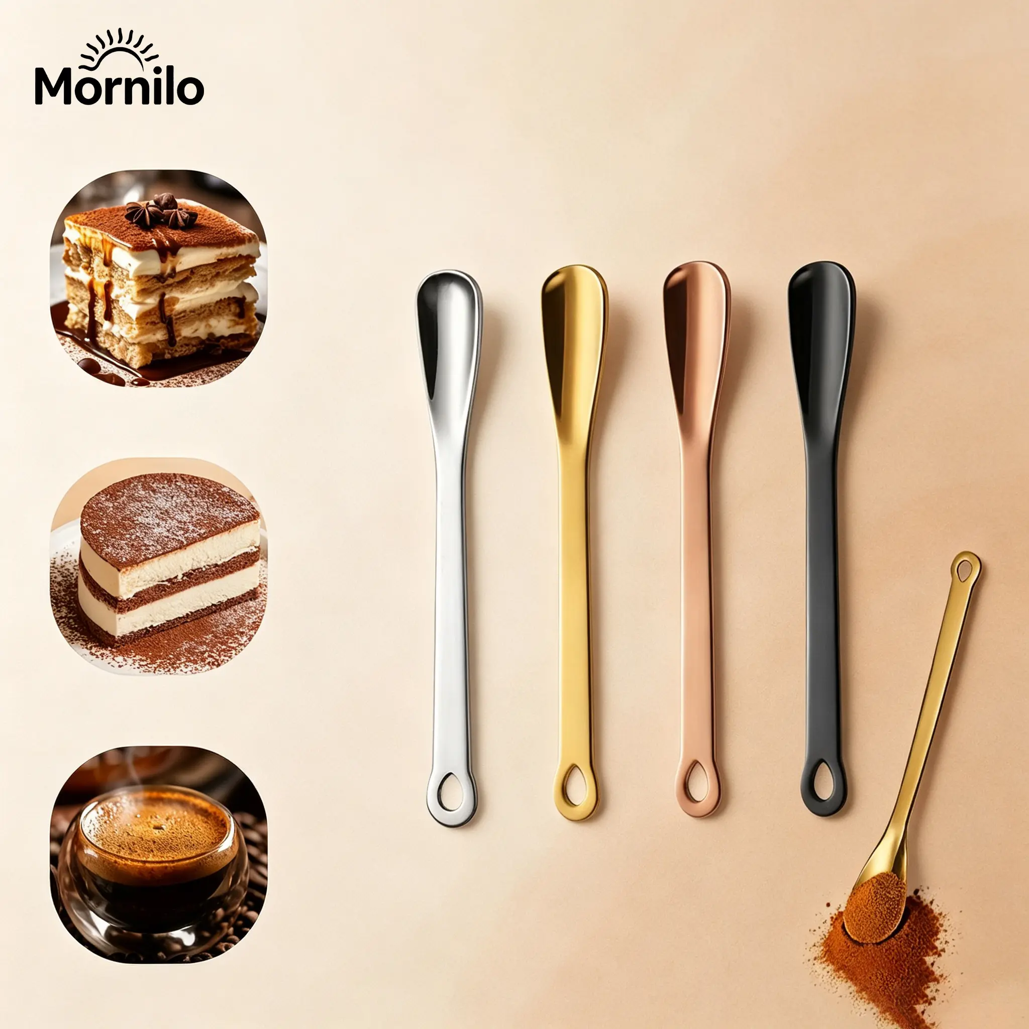 1Pcs/4Pcs Small Size Stainless Steel Mini Teaspoon Set - Portable Camping Tableware, Fits Bags, Picnic Cutlery, Espresso Scoop for Coffee Bar, Reusable Kitchen Essential