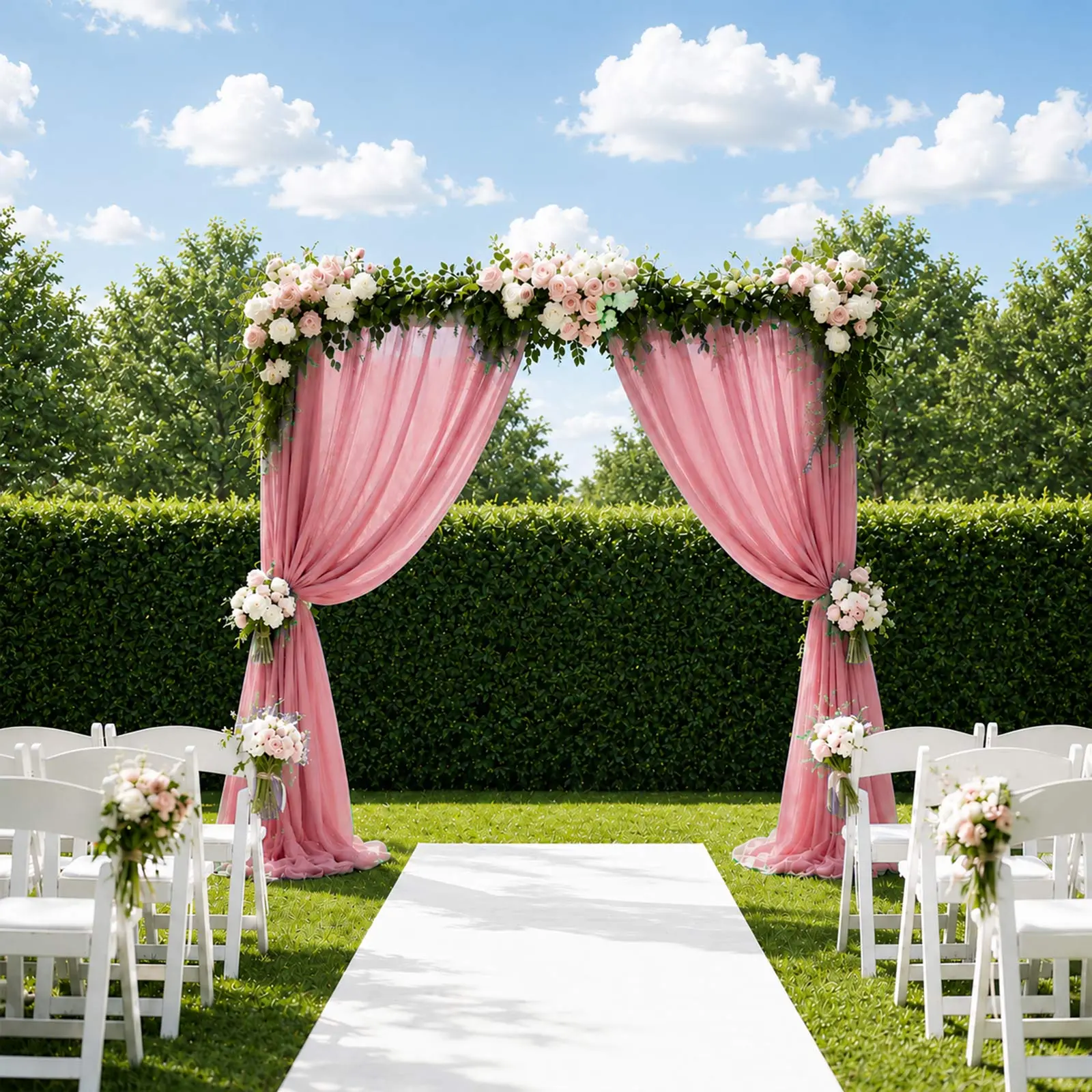 Sheer Wedding Arch Drape 5ft × 10ft Mauve Cinnamon Rose – Backdrop Curtain Panel with Rod Pocket