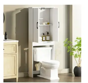 Ardent Over-the-Toilet Storage Cabinet White, Modern Bathroom Organizer Rack for Towels, Toiletries and Daily Essentials