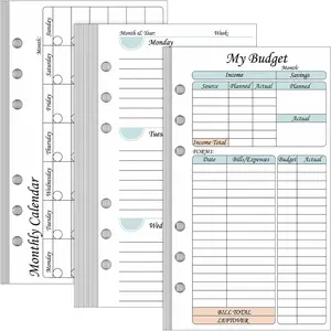 164 Sheets 6 Hole Budget System Refill 37.4 x 66.93 Inch Classic Weekly Monthly A6 Planner Inserts Personal Double Sided 6 Ring Planner Refill for Binder Cover Budgeting Envelope Wallet Bill Saving