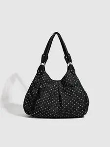Vintage Korean Style Dot Pattern Tote Bag, Fashionable Large Capacity Shoulder Bag, Versatile College Wind Women's Backpack