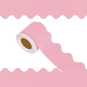Bulletin Board Borders, Holiday Decoration for School, Poster Boards, Scalloped Borders Trim, Wall Decoration, Party Decoration with Classroom Border Panels (Pink)