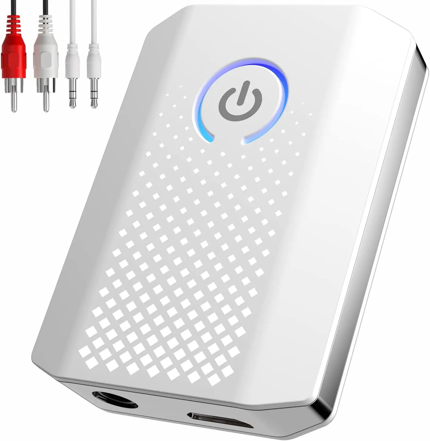 Bluetooth 5.2 Transmitter Receiver Adapter - Portable Compact Device for TV & PC, Long Range Audio, Airplane Use, Dual Link, RCA Cable, aptX Low Latency
