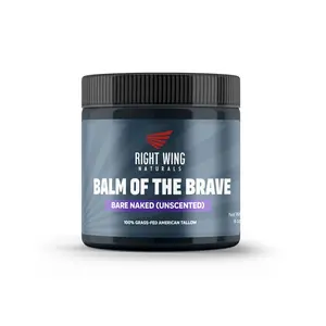 Right Wing Naturals Balm of the Brave Unscented Beef Tallow Moisturizing Skin Fuel for Men with Vitamins A D E K Made in the USA