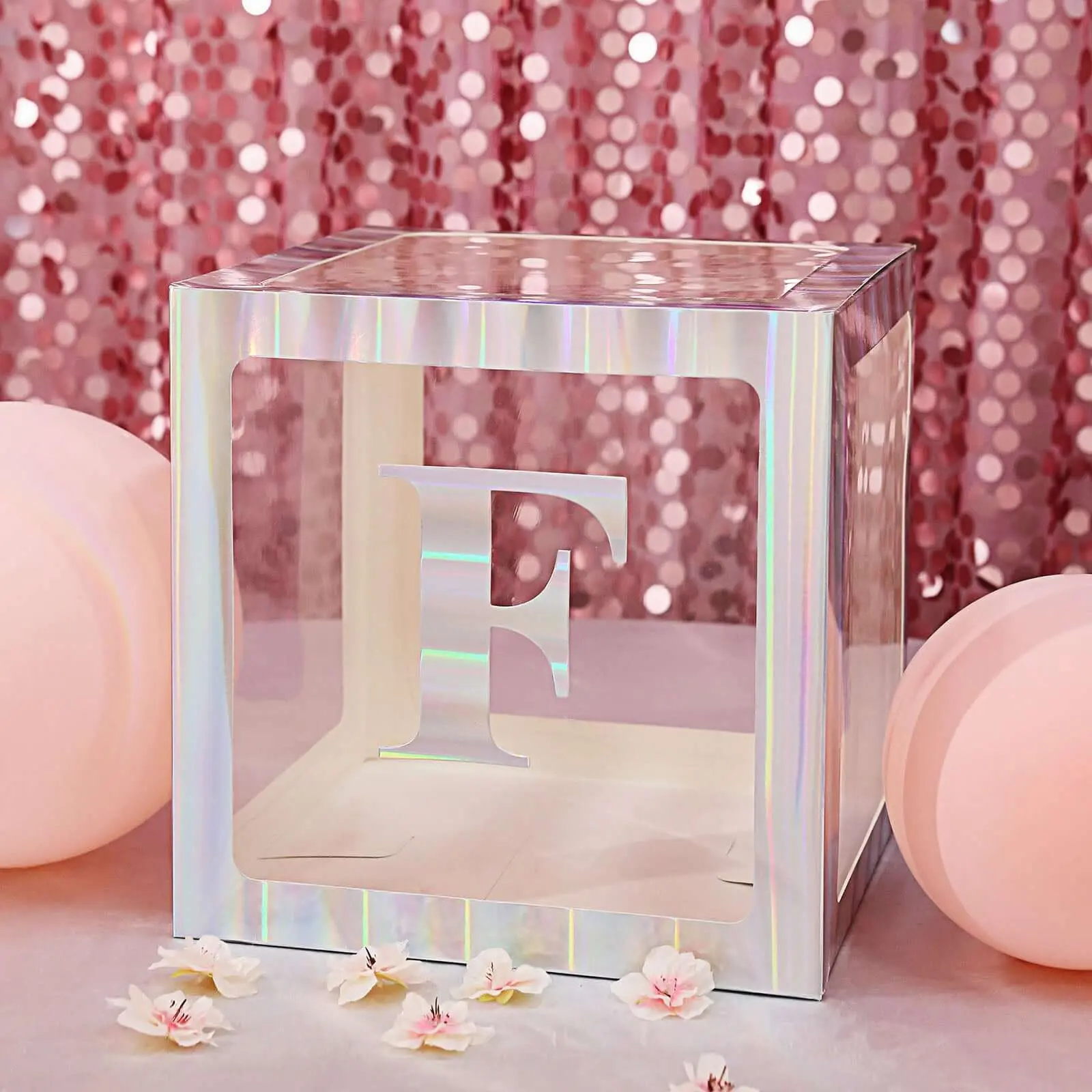 5" Custom Alphabet "F" Iridescent Stick-On Letters, 4-Pack Holographic Decor Stickers for DIY Scrapbooking & Stamping, Party Decorations, Birthday Supplies, Baby Shower Backdrops