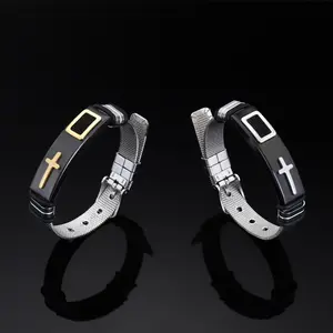 Stainless steel cross adjustable mesh bracelet fashion bracelet jewelry couple men and women same style