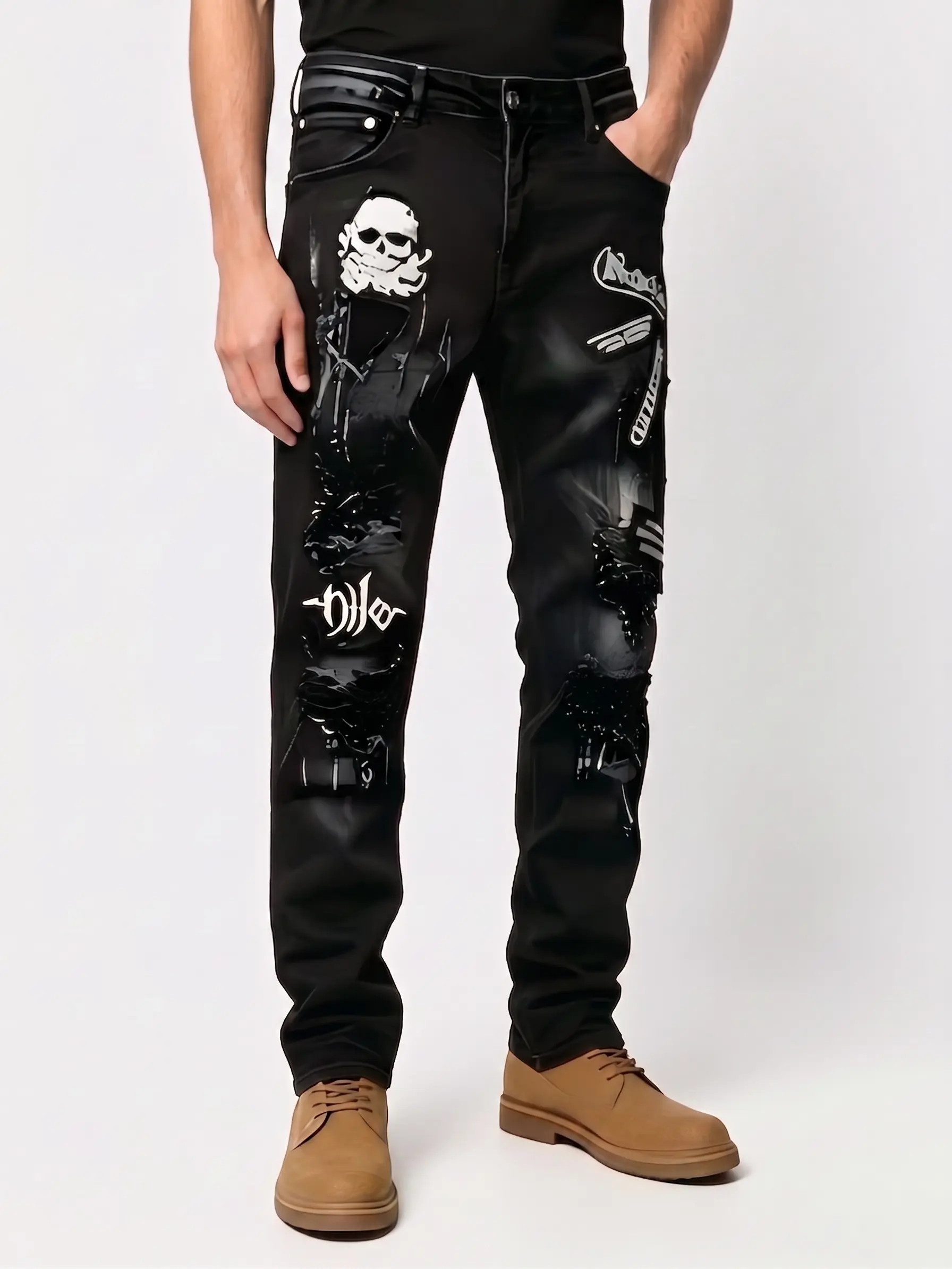 Men's  jeans Y2K Grunge Revival, The Jeans You’ve Been Searching For Edgy Skull Jeans That’ll Elevate Every Outfitmen summerwins