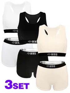 Women's Sports Bra Set, Wireless High Elastic Breathable Underwear, Active Yoga Stretchy Underwear, Colors, Ideal for Gym Yoga Running Swimming, Women Workout Clothes, Athletic Sportswear