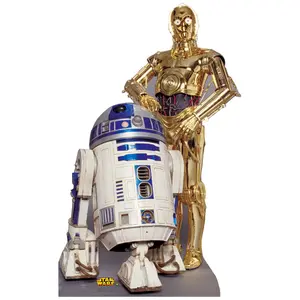 212 MAIN R2-D2 & C-3PO Life-Size Corrugated Card Cutout, 6 ft Tall Wall Decor, Wall-Mountable Home Decor Cardboard Stand-Up, 6 Feet Tall