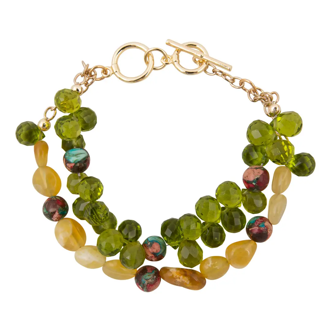 Journey Green Peridot Golden Toggle Bracelet