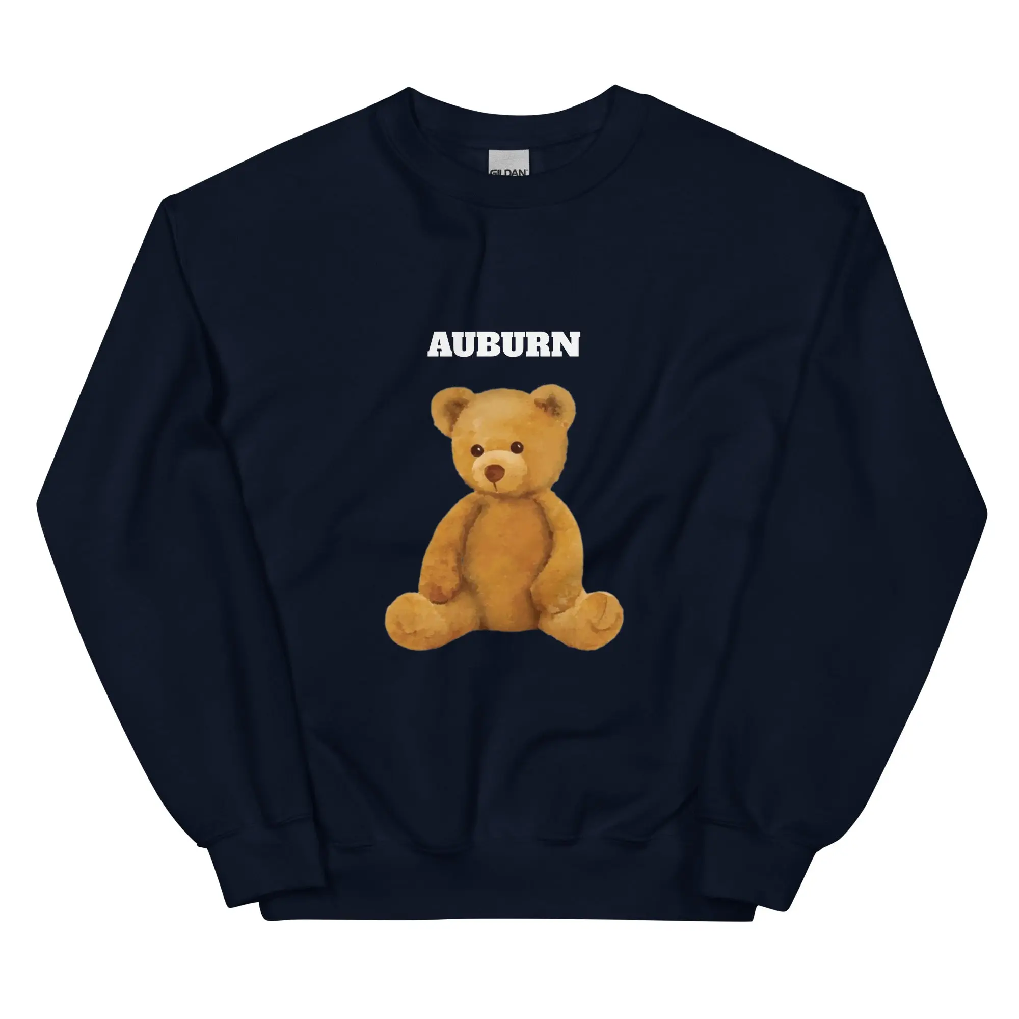 Auburn Teddy Bear Sweatshirt - Classic Fit, Soft Knit Fabric, Dark Color, Featuring Bear Graphic, Ideal for Casual Wear