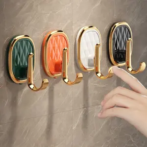 PrimPick 4pcs Luxury-lite plastic hook, adhesive hook, no drilling, seamless, strong, backpack hanger, clothes hanger, kitchen hook, clothes hook