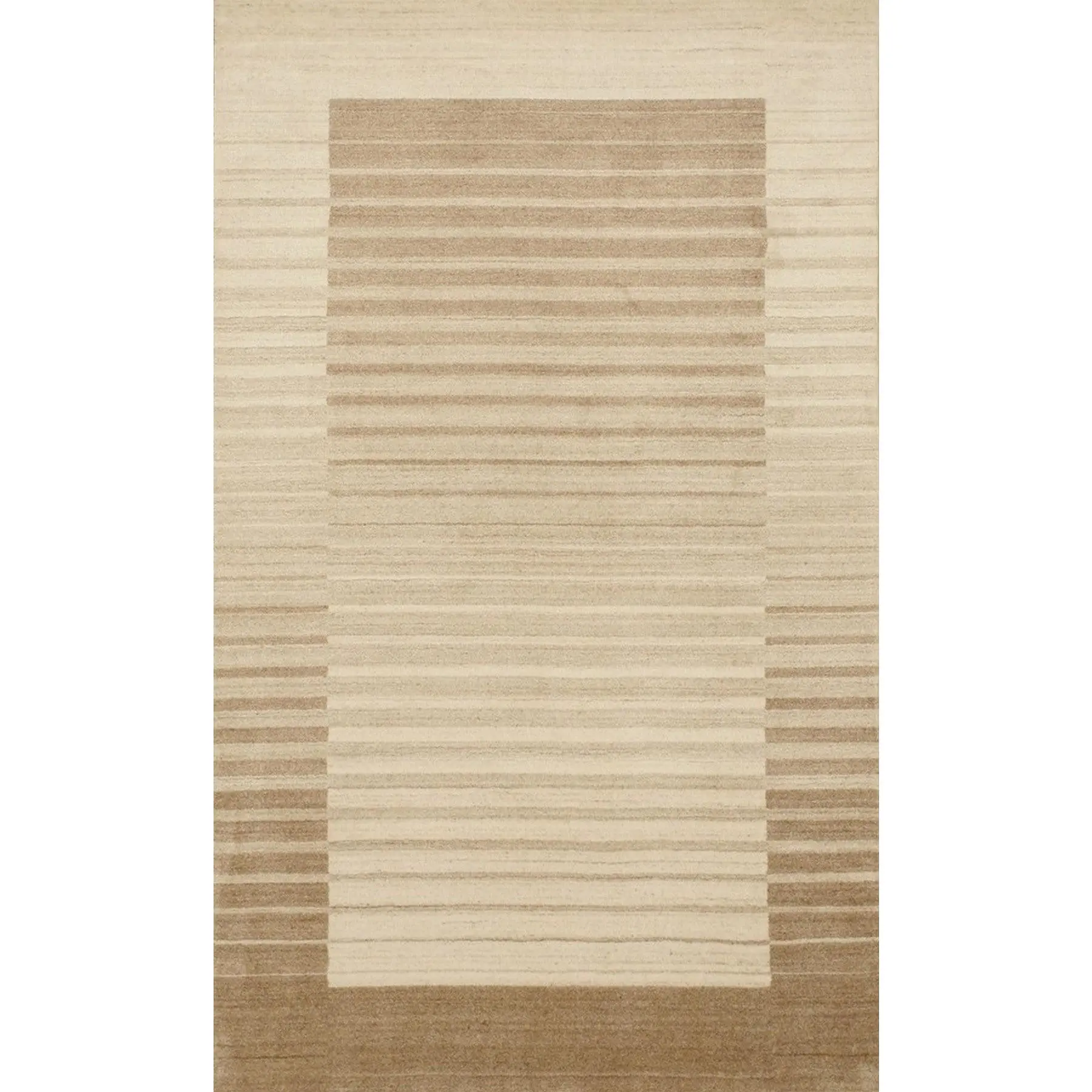 Rhea Quinn Brown and Ivory Handmade Wool & Viscose Rug