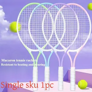 21 Inch Macaron Color Tennis Racket, Youth Beginner & Professional Training, Iron Alloy Material, Lightweight Durable, Indoor Outdoor Use, Sports Rackets