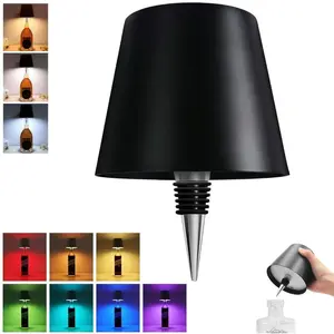 RGB Color LED Rechargeable Atmosphere Table Lamp, Insert Bottle Light Decorative Bar Restaurant Lamp, Battery Operated Nightlight, Adjustable Leds, Modern Mood Lighting